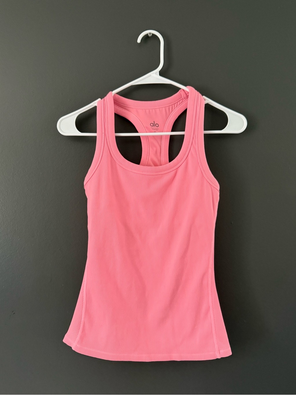 Pink Alo Yoga Goddess ribbed go to Tank Top